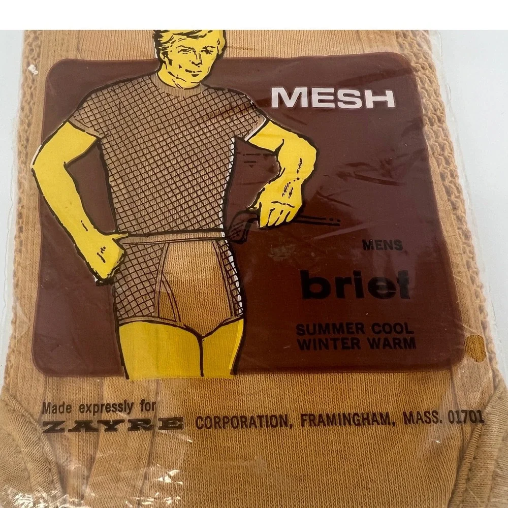 Rare 70s Matt Andrews Mesh Fishnet Men's Briefs Small Tan Deadstock Zayre NOS